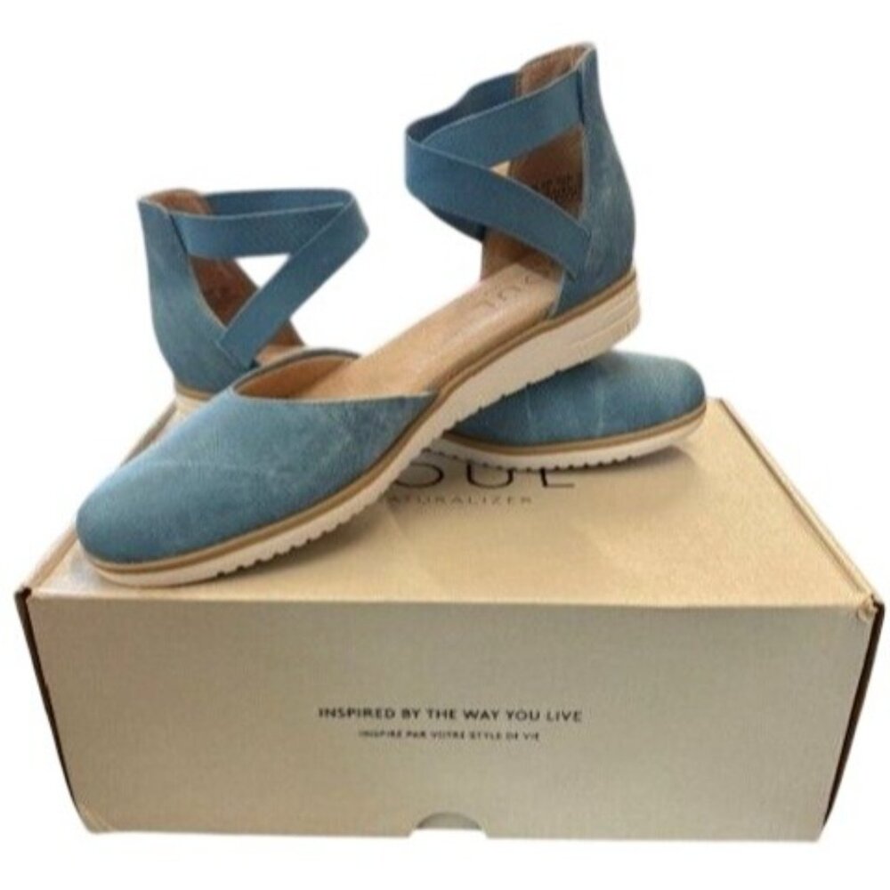 Soul Naturalizer Womens Intro Blue Denim Ankle Strap Flat Shoes Size 10M - Picture 3 of 7